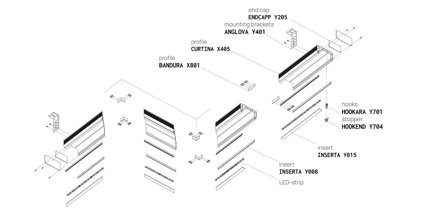 CURTINA X405 recessed curtain track for stretch ceilings — AluminUS, Miami FL